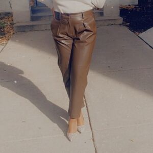 Brown Faux Leather Calvin Klein Pants